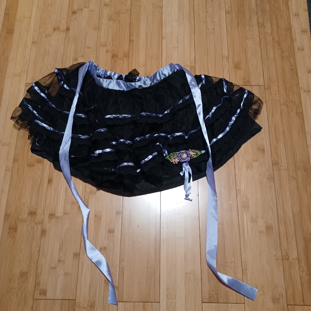 Doll Kill Widow 3 Layer Tulle Black/ Purple Miniskirt Size XSM